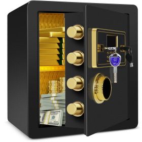 1.6 Cub Safe Box, 3 opening methods LCD display Safe for Money Valuables Black