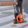 VEVOR Drain Cleaning Machine 100FT x 3/8 Inch, Sewer Snake Machine Auto Feed, Drain Auger Cleaner with 4 Cutter & Air-Activated Foot Switch for 1" to