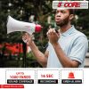 5 CORE 40W Megaphone Bullhorn Cheer Bull Horn Speaker Rechargeable Megafono 1000 Yard Range Siren Recording USB SD Card AUX Detachable Microphone for