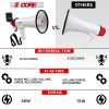 5 CORE 40W Megaphone Bullhorn Cheer Bull Horn Speaker Rechargeable Megafono 1000 Yard Range Siren Recording USB SD Card AUX Detachable Microphone for
