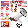 5 CORE 40W Megaphone Bullhorn Cheer Bull Horn Speaker Rechargeable Megafono 1000 Yard Range Siren Recording USB SD Card AUX Detachable Microphone for