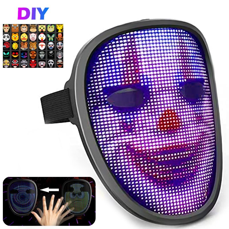 Bluetooth RGB Light Up LED Mask Face-Changing Glowing Mask App Control Mask Halloween Festival Carnival Party Childen Decor Gift Bluetooth RGB Light Up LED Mask Face-Changing Glowing Mask App Control Mask Halloween Festival Carnival Party Childen Decor Gift