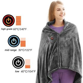 USB Winter Cold Protection Body Warm Shawl Warmer Heated Electric Heated Plush Blanket Flannel Heated Shawl Outdoor Office Home (Ships From: CN, Color: 3 gear temperature)