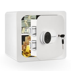 1.5 Cub Safe Box, 3 opening methods Safe for Money Valuables, White (Color: as Pic)