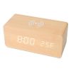 Voice Control Brightness Adjustment Digital Alarm Clock Qi-Wireless Charger Time Temperature Calendar Display Clock