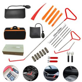 Stainless steel long distance car emergency key hook tool Triangle handle yellow warping plate 25-piece wedge airbag wrench combination tool (Color: as picture)