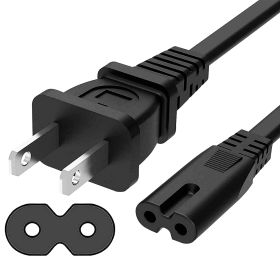 5 Core 6ft & 12ft 2 Prong Non-Polarized AC Wall Power Cable 2 Slot Cord for HP Dell Samsung Sony Asus Acer Toshiba Laptop Charger LED LCD Monitor Repl (size: 12 Feet)