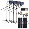 5 Core Microphone Stand + Phone Holder Floor Boom Mic Stand Gooseneck + Tablet Holder Collapsible Adjustable Tripod Mic Stand w Two Mic Clips + Carry