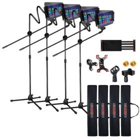 5 Core Microphone Stand + Phone Holder Floor Boom Mic Stand Gooseneck + Tablet Holder Collapsible Adjustable Tripod Mic Stand w Two Mic Clips + Carry (size: MS MOB 4PCS)