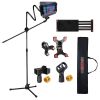 5 Core Microphone Stand + Phone Holder Floor Boom Mic Stand Gooseneck + Tablet Holder Collapsible Adjustable Tripod Mic Stand w Two Mic Clips + Carry