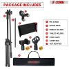 5 Core Microphone Stand + Phone Holder Floor Boom Mic Stand Gooseneck + Tablet Holder Collapsible Adjustable Tripod Mic Stand w Two Mic Clips + Carry