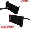 5 Core Microphone Stand + Phone Holder Floor Boom Mic Stand Gooseneck + Tablet Holder Collapsible Adjustable Tripod Mic Stand w Two Mic Clips + Carry