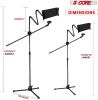 5 Core Microphone Stand + Phone Holder Floor Boom Mic Stand Gooseneck + Tablet Holder Collapsible Adjustable Tripod Mic Stand w Two Mic Clips + Carry
