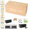 Voice Control Brightness Adjustment Digital Alarm Clock Qi-Wireless Charger Time Temperature Calendar Display Clock