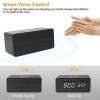 Voice Control Brightness Adjustment Digital Alarm Clock Qi-Wireless Charger Time Temperature Calendar Display Clock