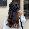 1/2pcs Bow Ribbon Hair Clip Fashion Simple Solid Satin Spring Clip Hair Pin Elegant Retro Headband Clips Girls Hair Accessories