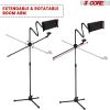 5 Core Microphone Stand + Phone Holder Floor Boom Mic Stand Gooseneck + Tablet Holder Collapsible Adjustable Tripod Mic Stand w Two Mic Clips + Carry