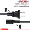 5 Core 6ft & 12ft 2 Prong Non-Polarized AC Wall Power Cable 2 Slot Cord for HP Dell Samsung Sony Asus Acer Toshiba Laptop Charger LED LCD Monitor Repl