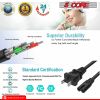 5 Core 6ft & 12ft 2 Prong Non-Polarized AC Wall Power Cable 2 Slot Cord for HP Dell Samsung Sony Asus Acer Toshiba Laptop Charger LED LCD Monitor Repl