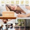 Voice Control Brightness Adjustment Digital Alarm Clock Qi-Wireless Charger Time Temperature Calendar Display Clock